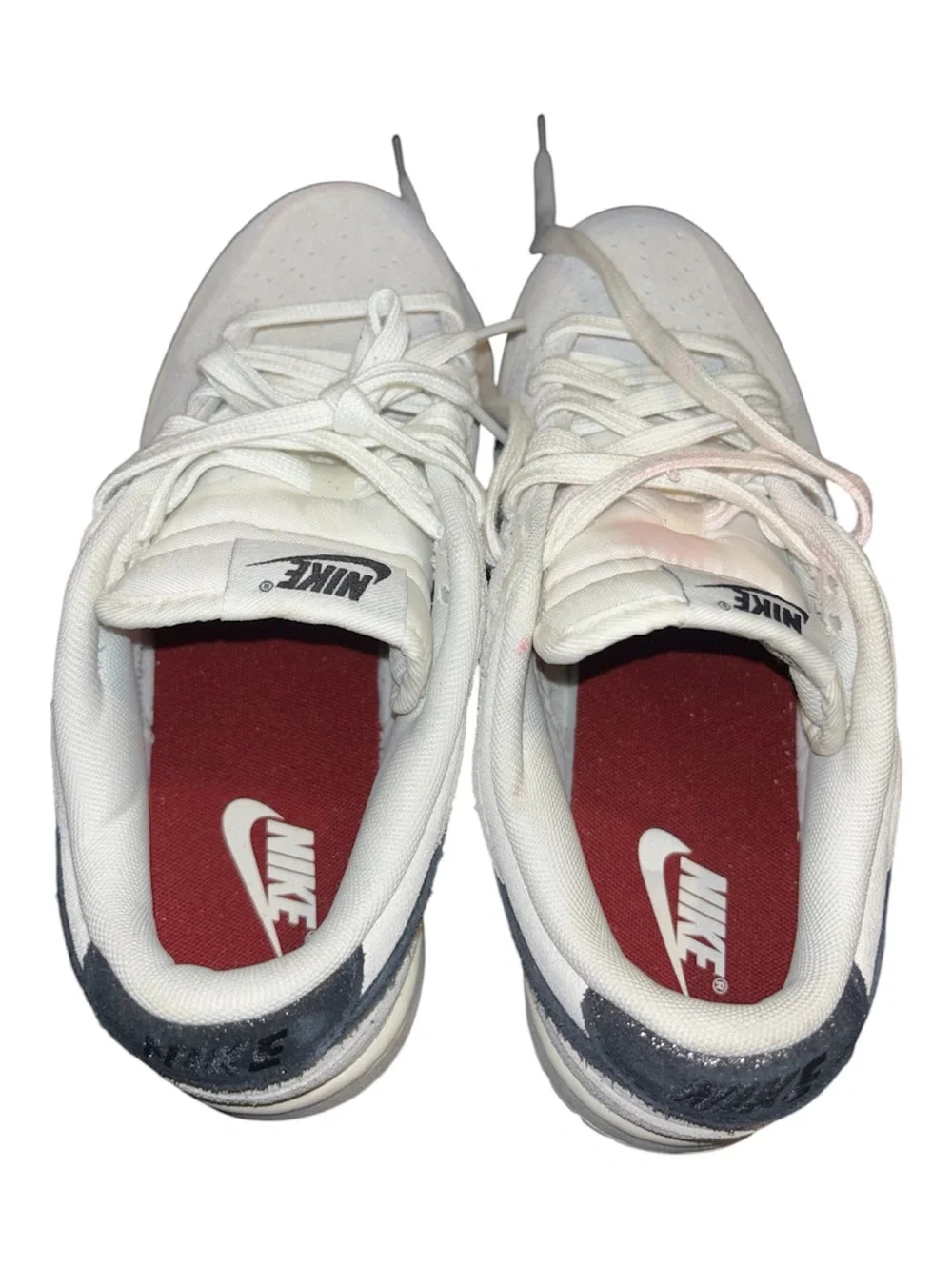 Nike Women's Dunk Low SE Glittery Suede Lace Up Sneakers White Black Size 8.5